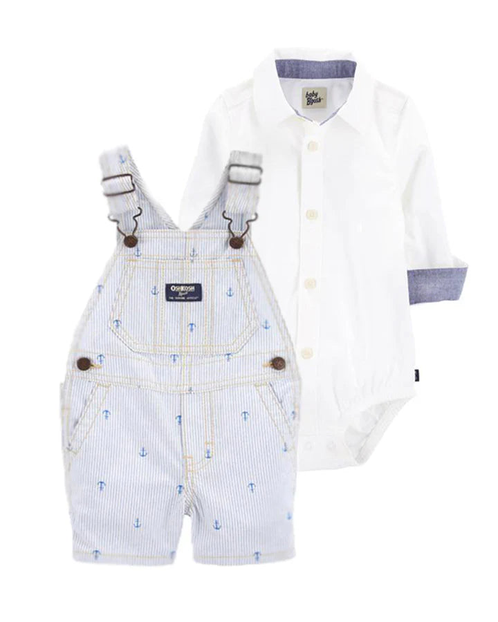 Oshkosh Button-Front Bodysuit with Anchor Print Shortalls