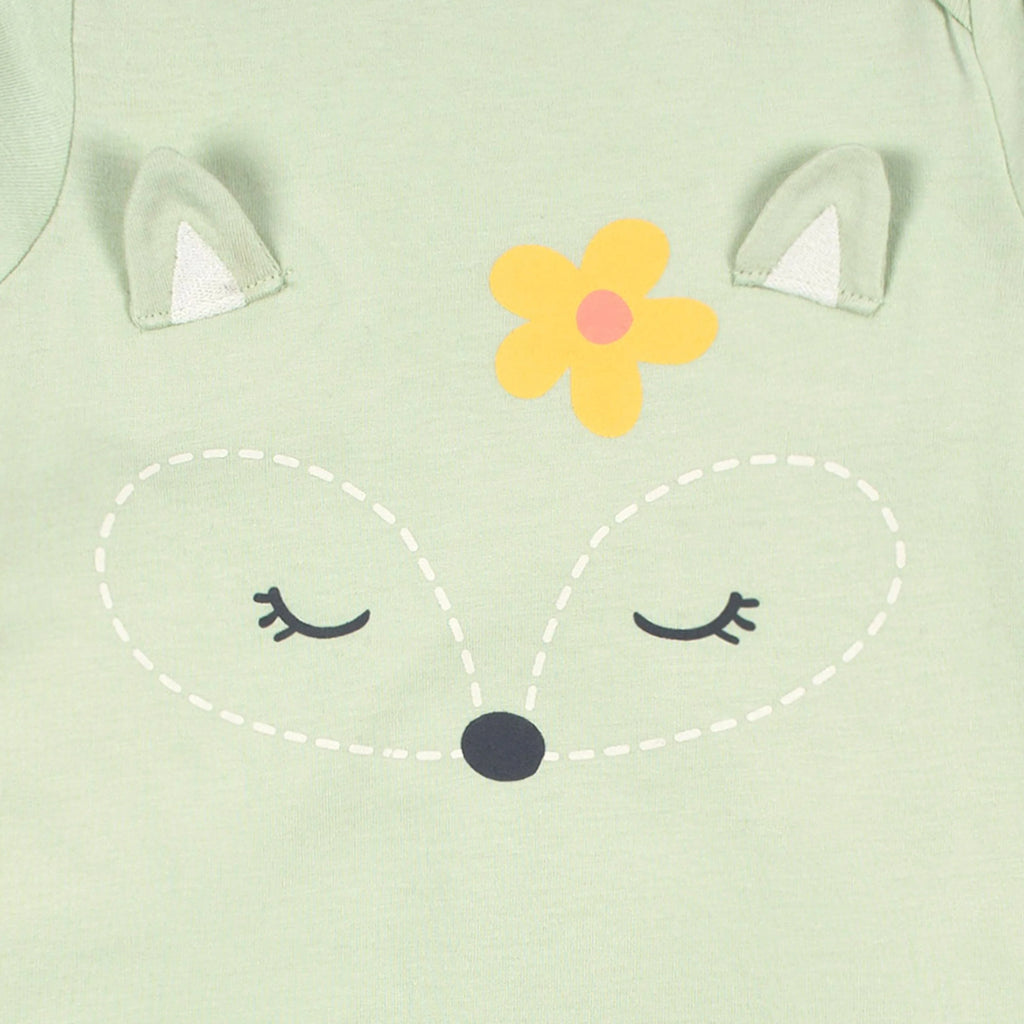 2-Pack Baby Girls Green Fox Rompers