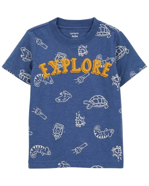 Carter's Toddler Explore Jersey Tee with Turtle Pull-On French Terry Shorts