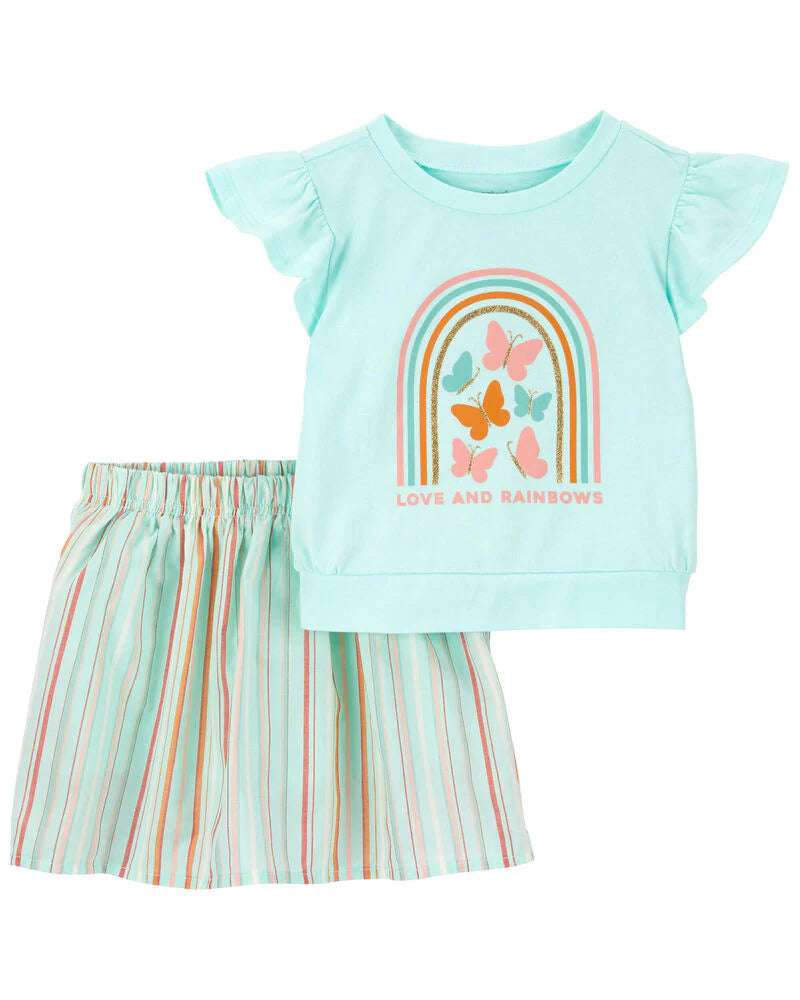 Carter's Toddler 2-Piece Butterflies Flutter Top & Striped Skort Set