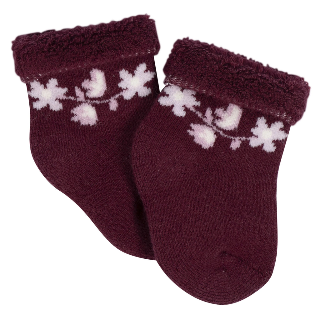 12-Pack Baby Girls Lavender Garden Terry Wiggle Proof Socks