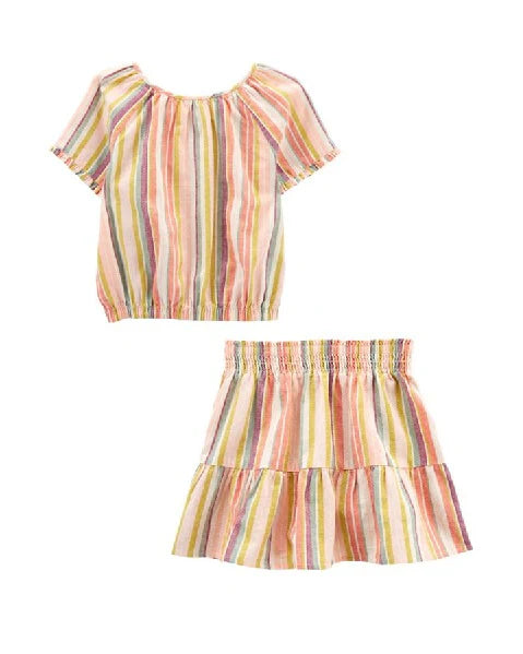 Carter's Kid Striped Linen Top with Striped Linen Skort