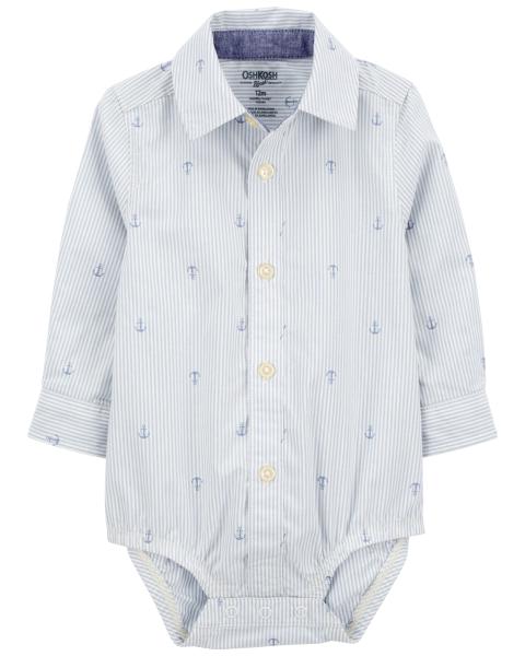 Oshkosh Anchor Print Button-Front Bodysuit with Suspender Shorts