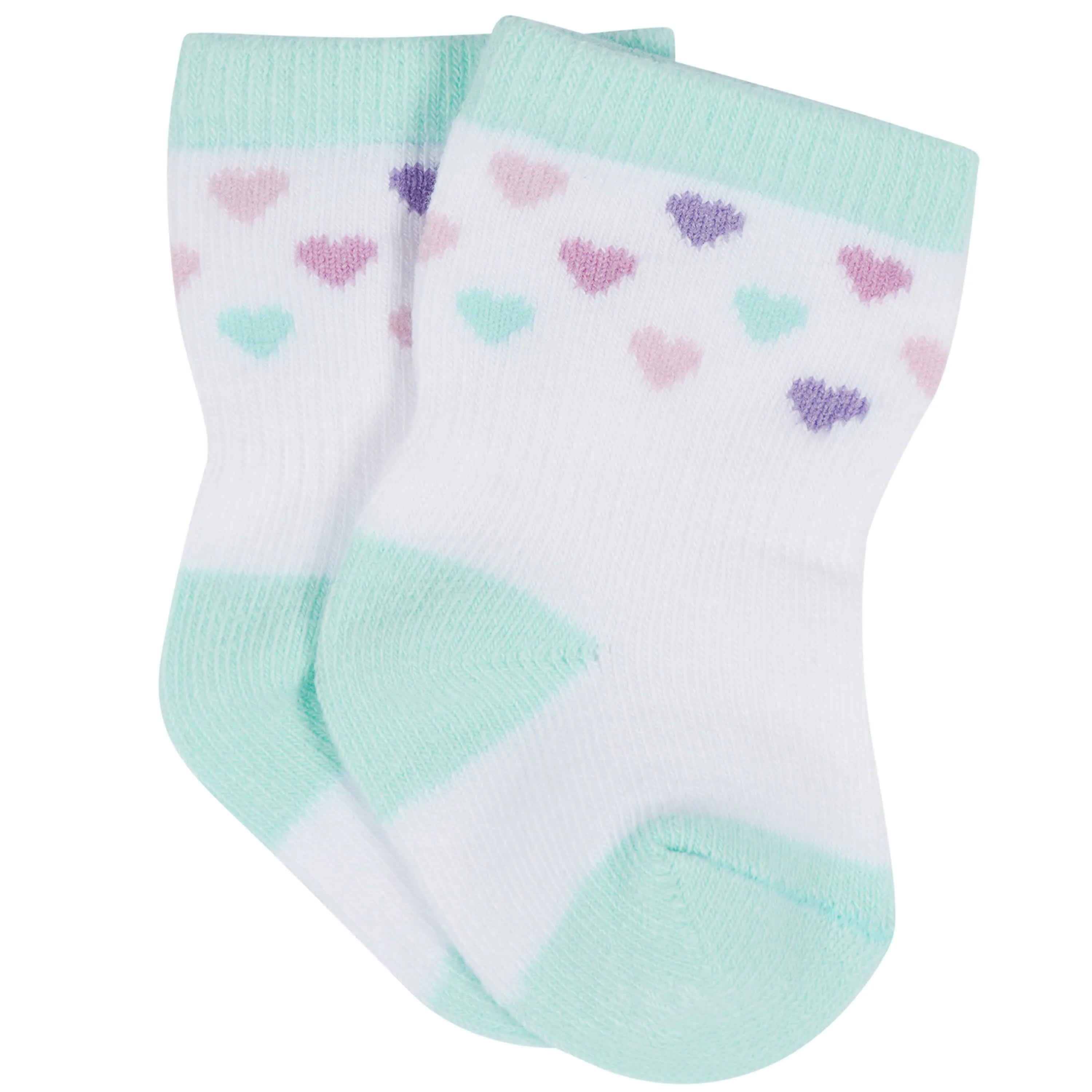 12-Pack Baby & Toddler Girls Rainbow Floral Jersey Crew Wiggle Proof Socks