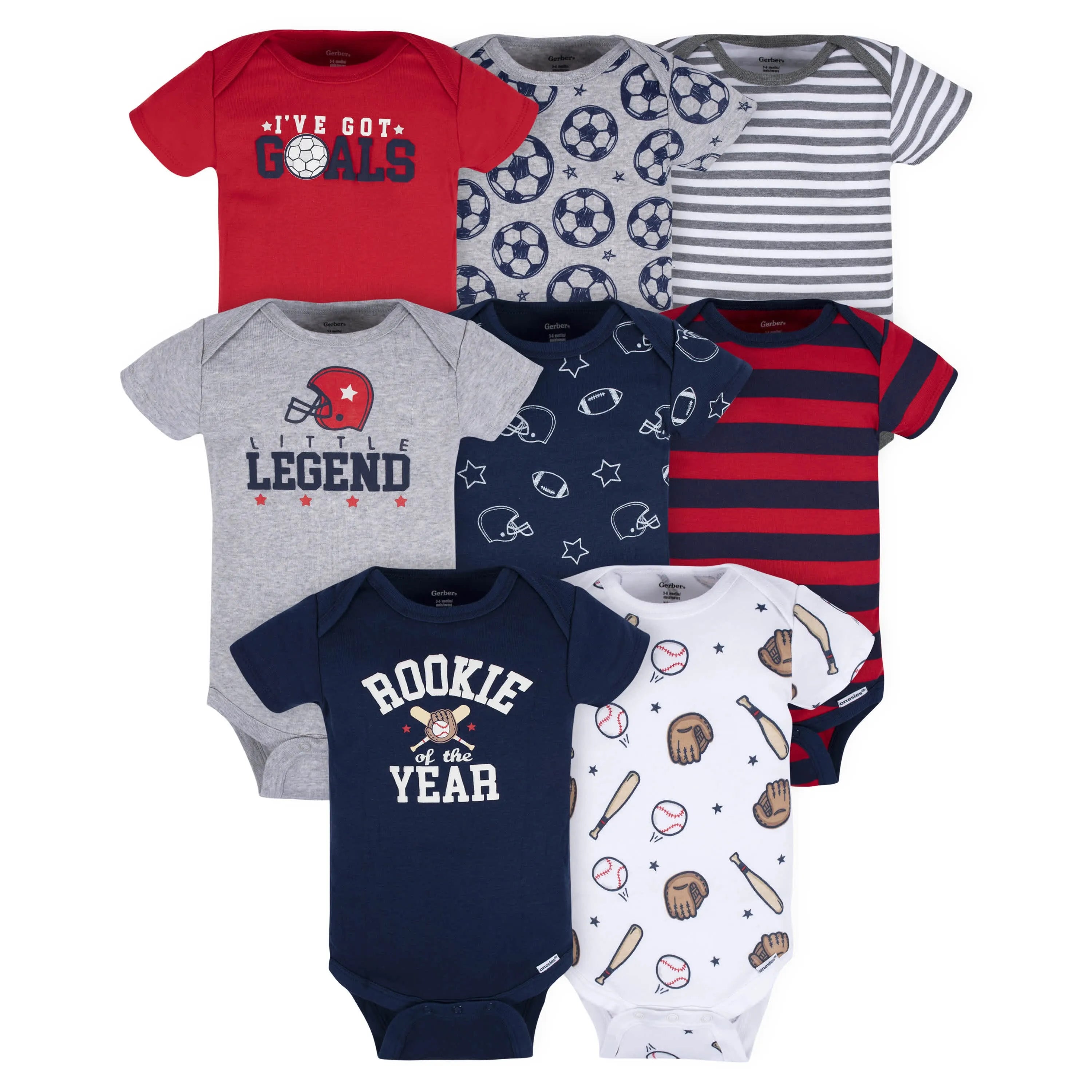 8-Pack Baby Boys All Star Onesies Bodysuits