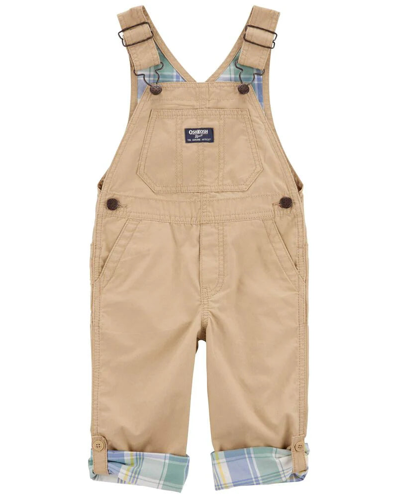 Oshkosh Lightweight Canvas Overalls with Plaid Button-Front Shirt