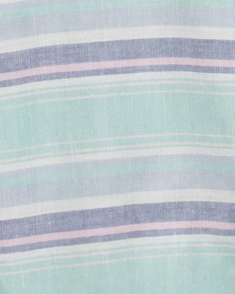 Oshkosh Striped Button-Front Linen Blend Bodysuit with Canvas Drawstring Shorts