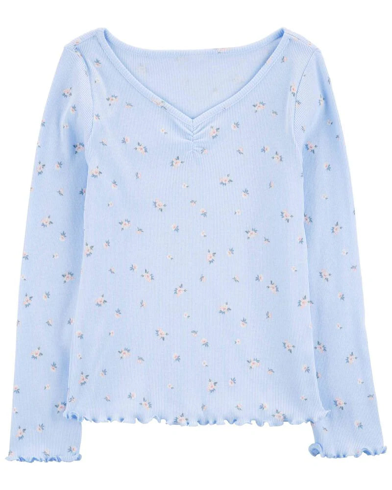 Oshkosh Floral Print Ribbed Top