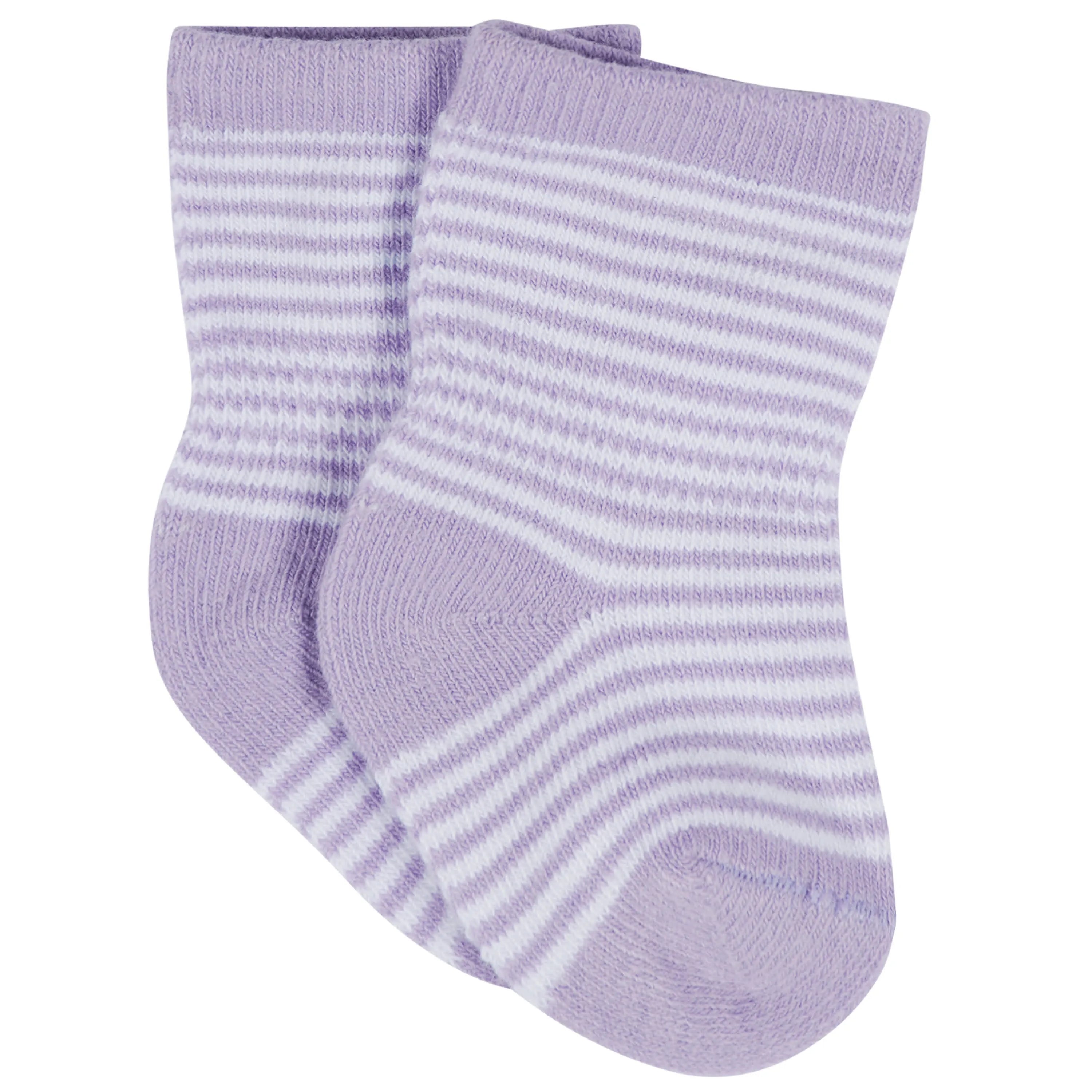 12-Pack Baby & Toddler Girls Rainbow Floral Jersey Crew Wiggle Proof Socks