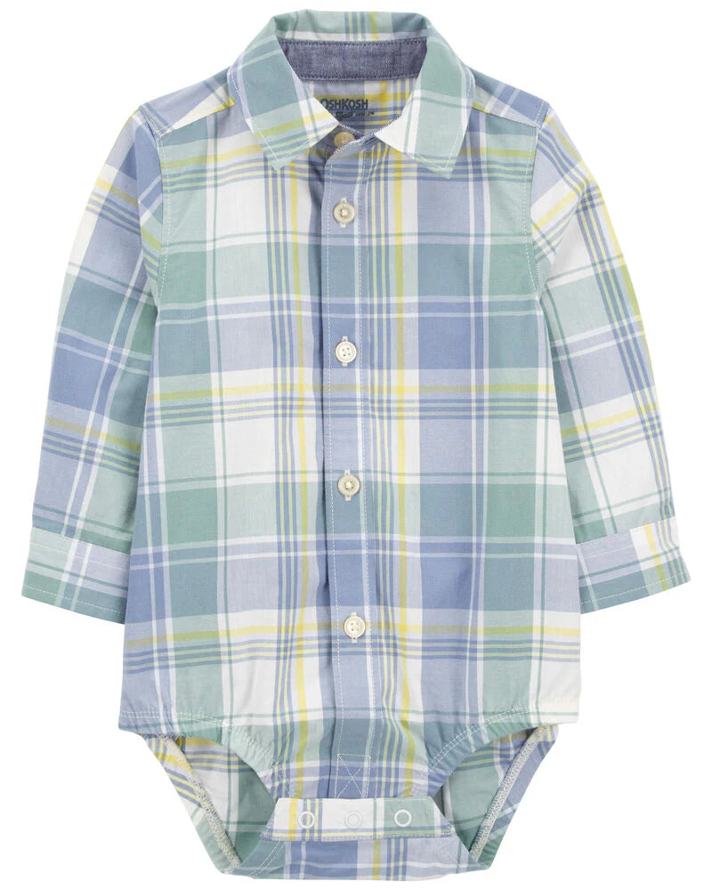 Oshkosh Plaid Button-Front Bodysuit