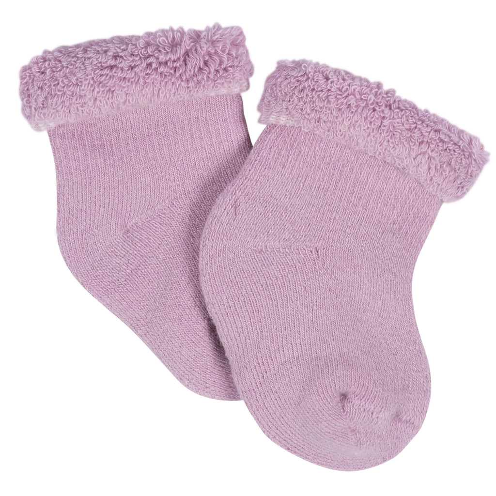 12-Pack Baby Girls Lavender Garden Terry Wiggle Proof Socks