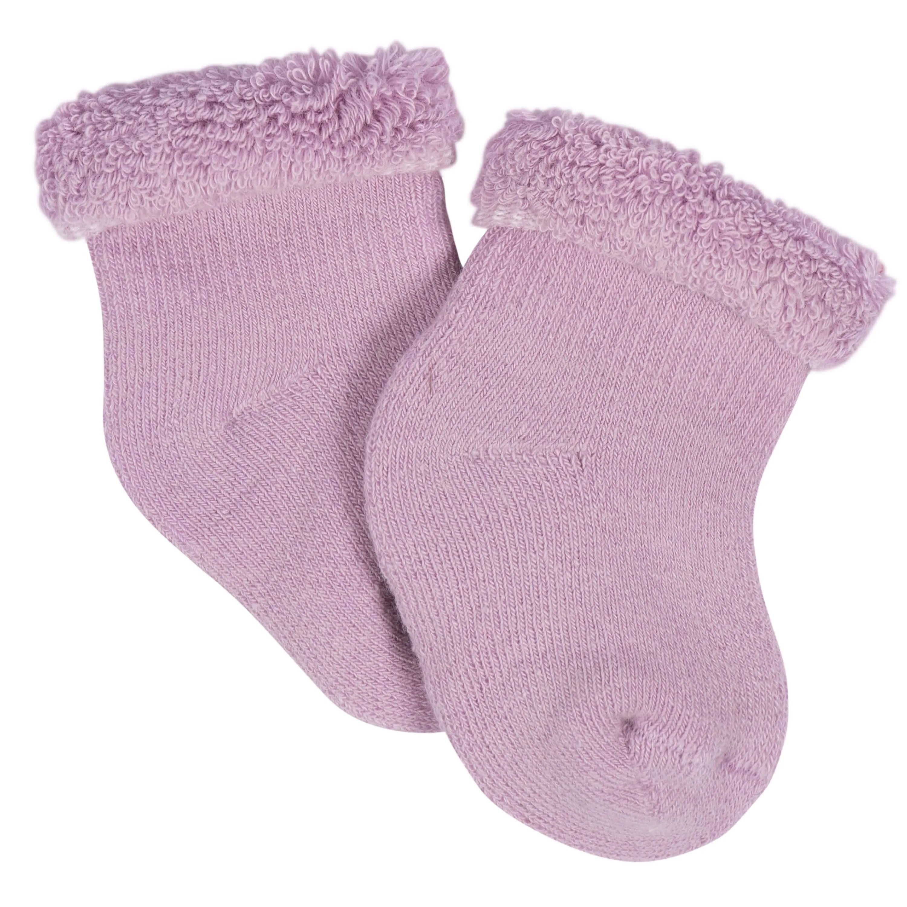 12-Pack Baby Girls Lavender Garden Terry Wiggle Proof Socks