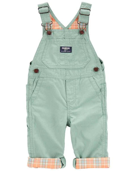 Oshkosh Plaid Button-Front Bodysuit with Plaid Lined Overalls