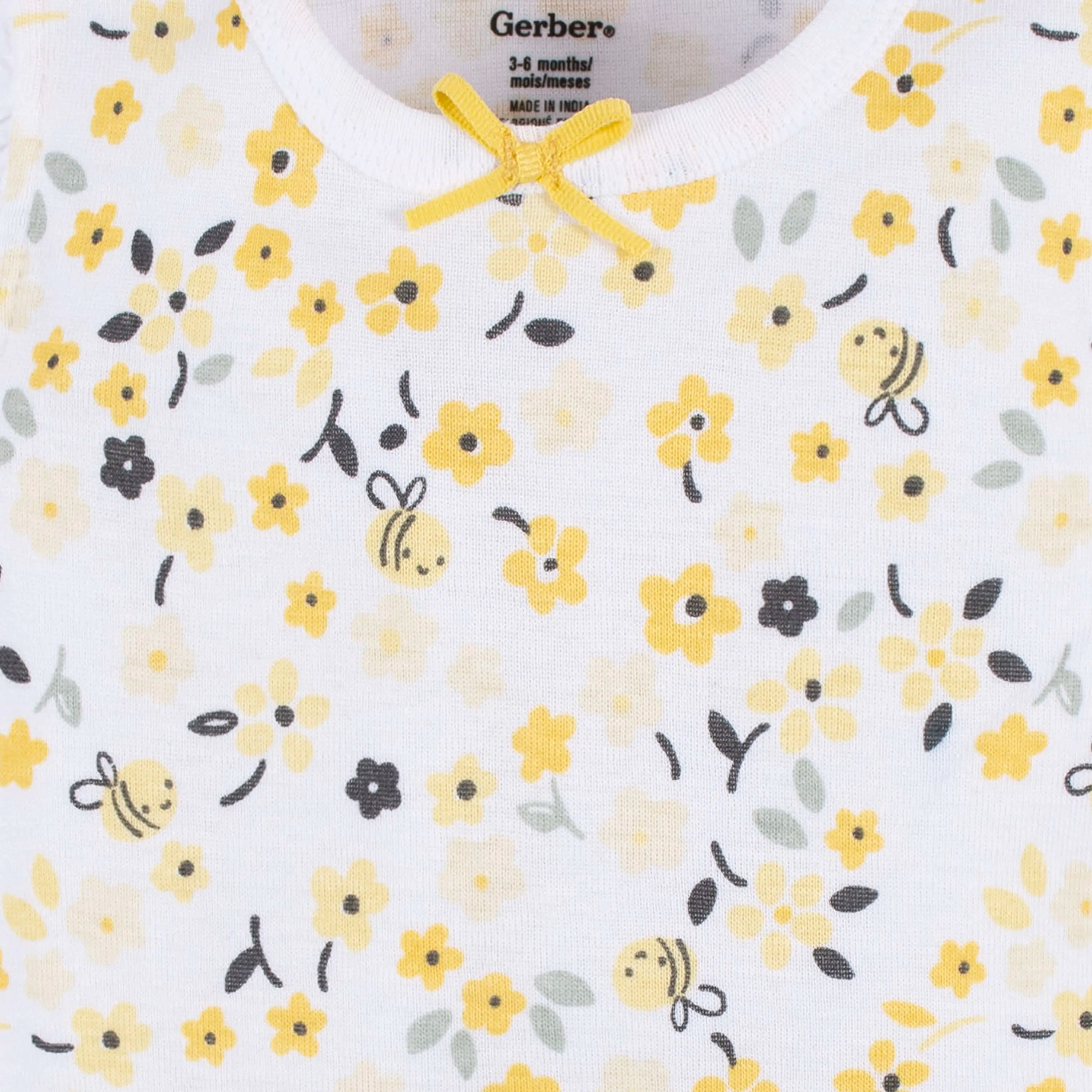 4-Pack Baby Girls Bee Garden Sleeveless Onesies Bodysuits