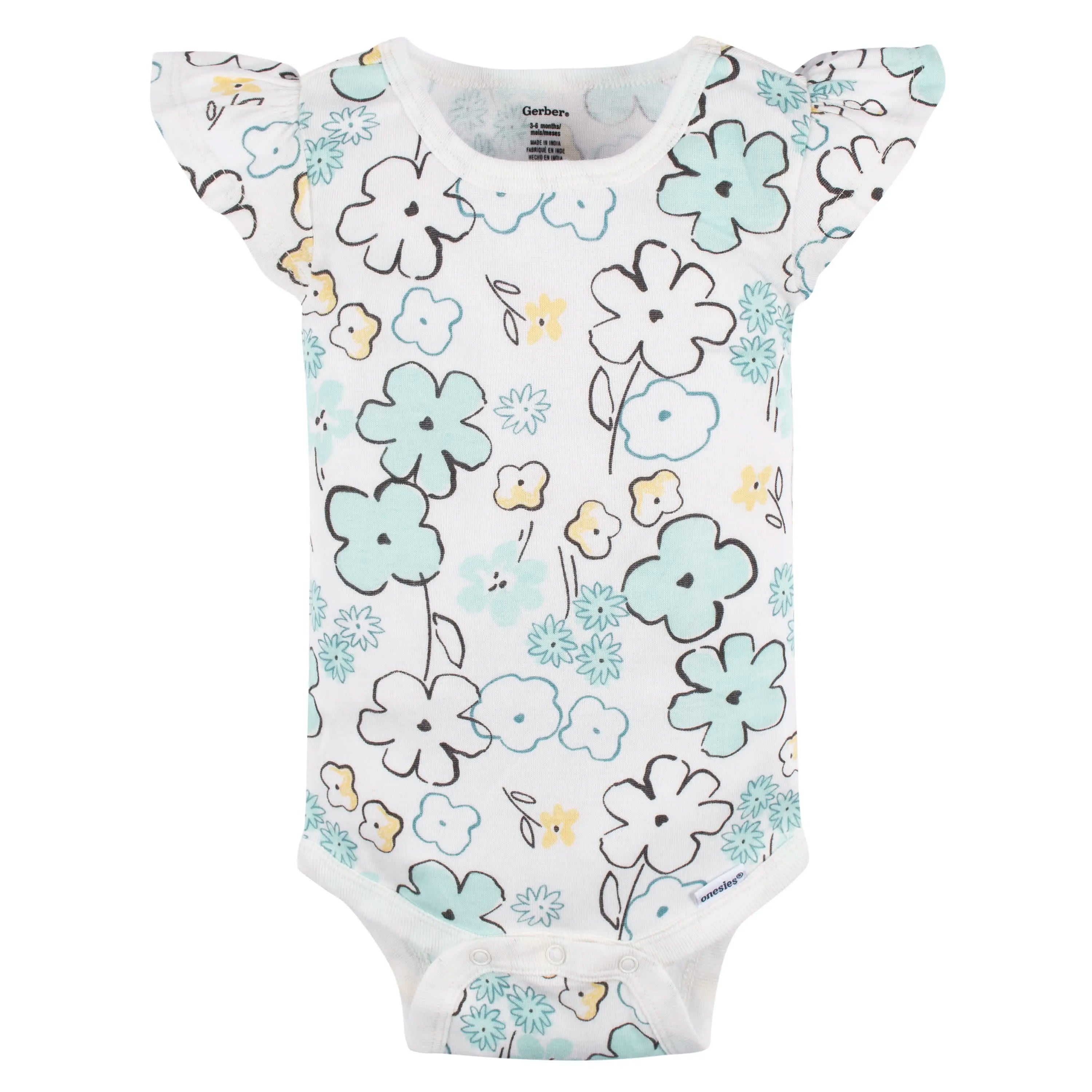 4-Pack Baby Girls Bee Petals Short Sleeve Onesies Bodysuits