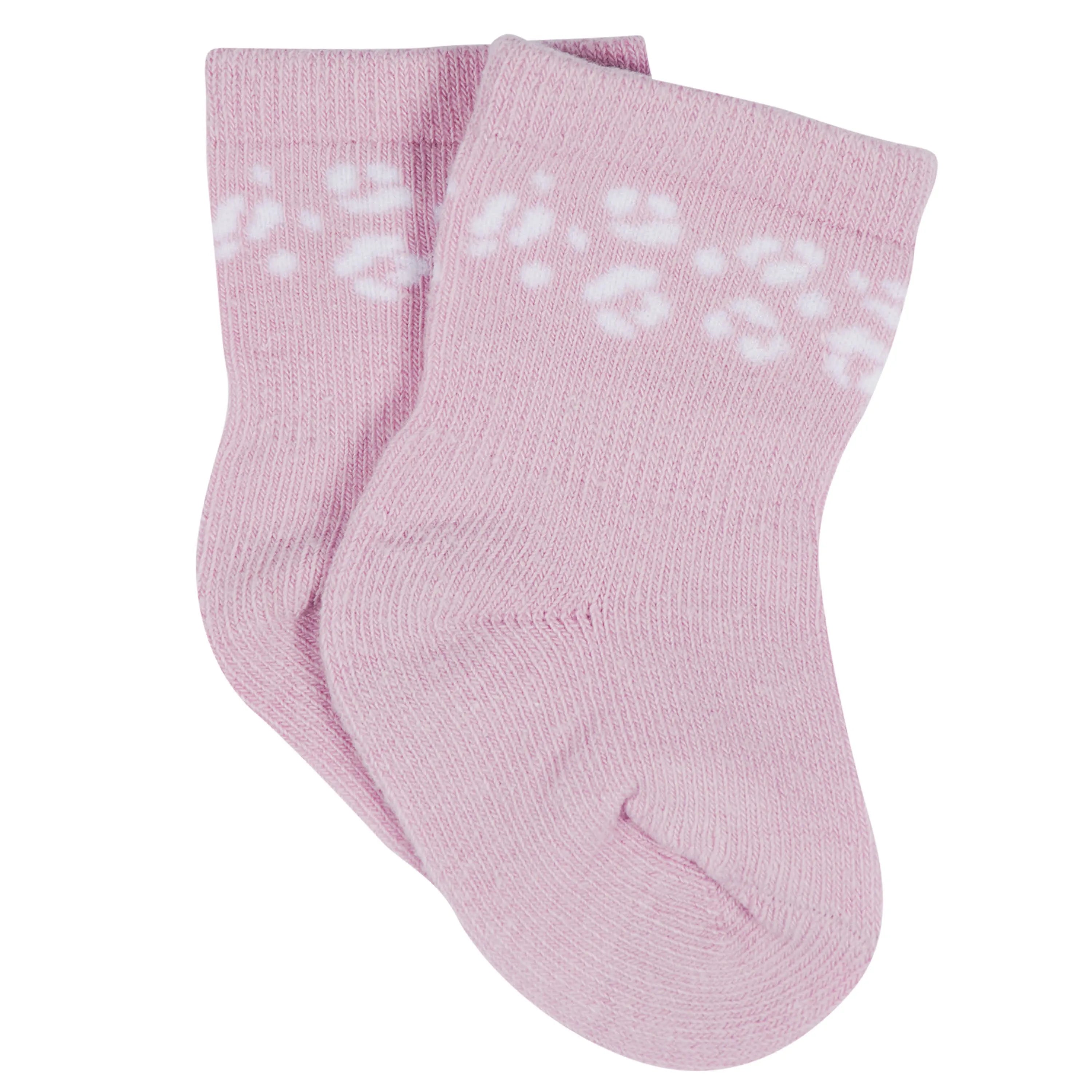 12-Pack Baby & Toddler Girls Rainbow Floral Jersey Crew Wiggle Proof Socks