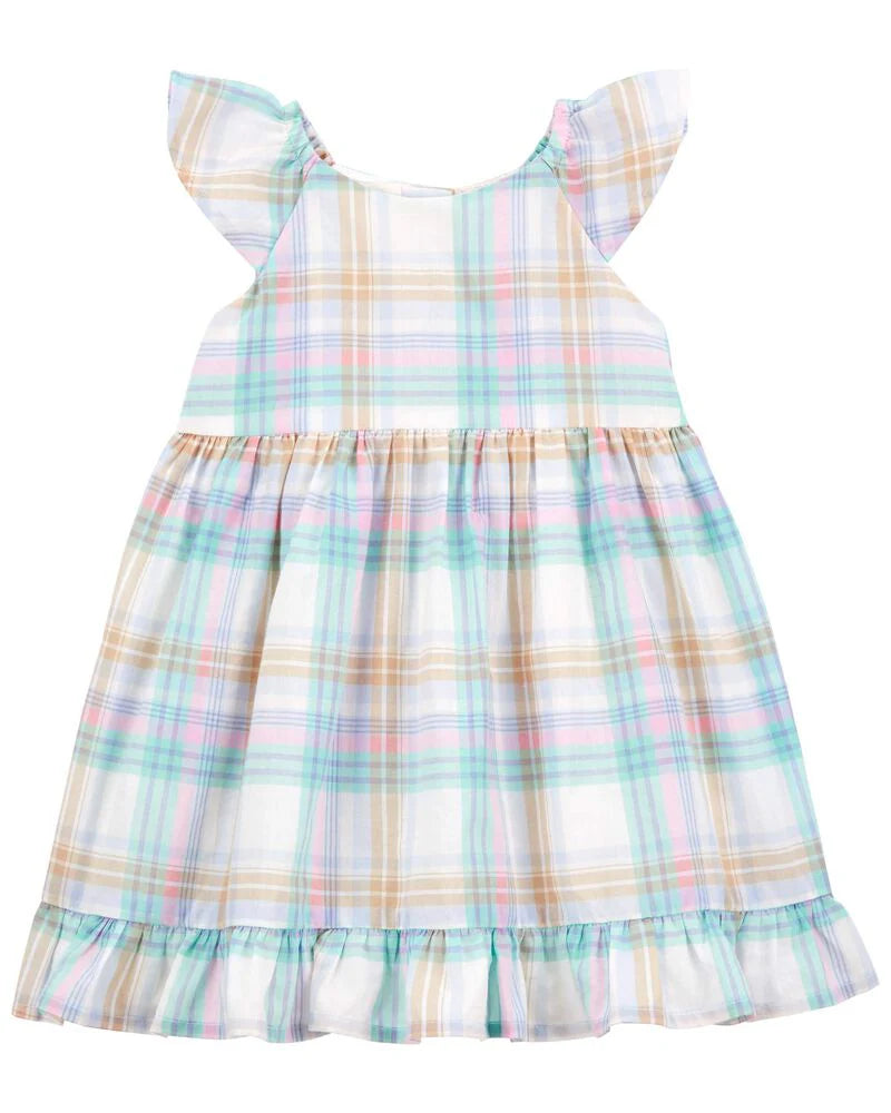 Oshkosh Plaid Flutter Babydoll Dress