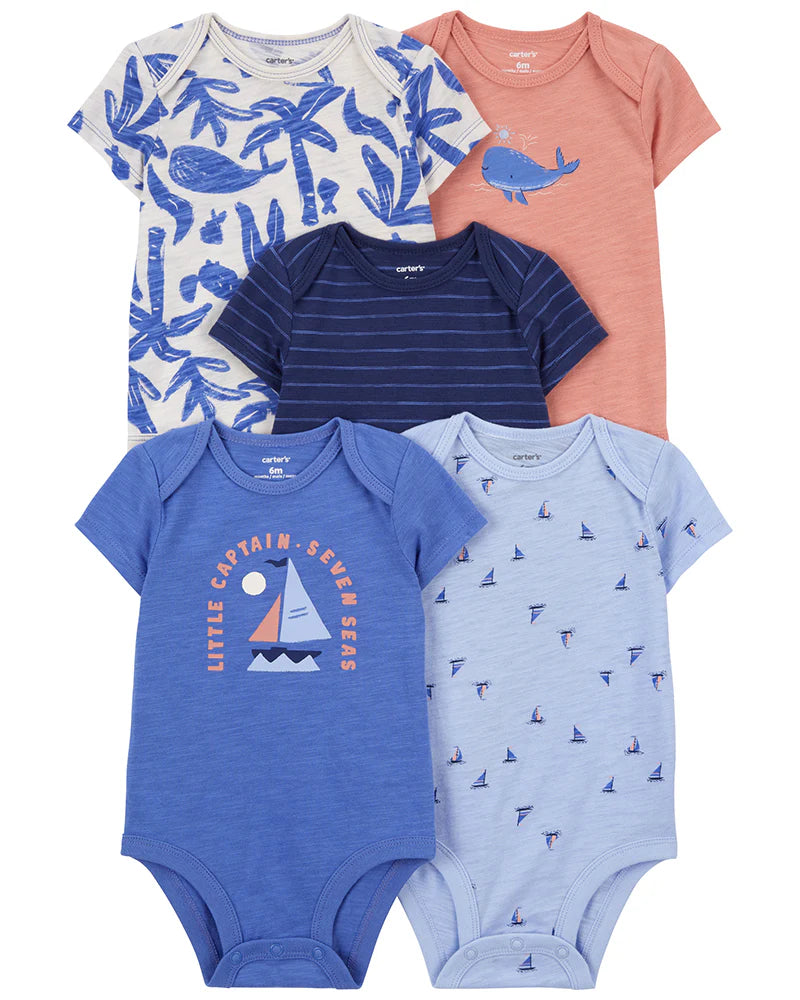 Carter's 5-Pack Short-Sleeve Sea Print Bodysuits