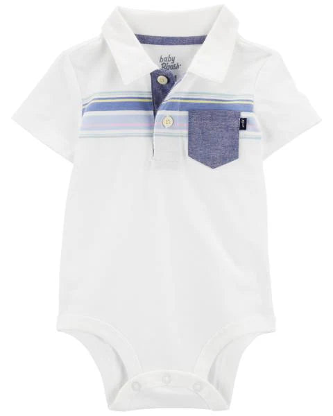 Oshkosh Pocket Henley Jersey Bodysuit with Canvas Drawstring Shorts