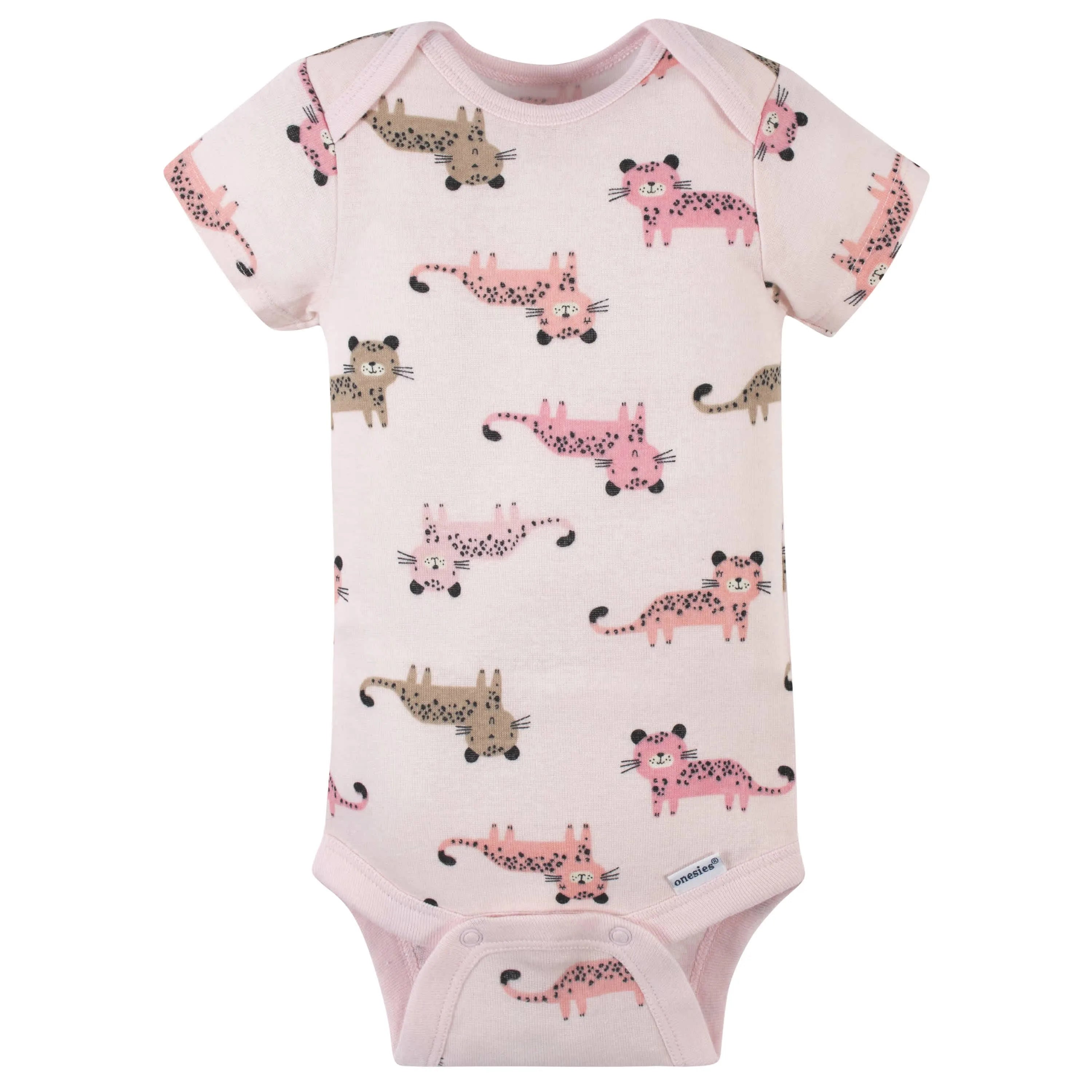 4-Pack Baby Girls Leopard Short Sleeve Onesies Bodysuits