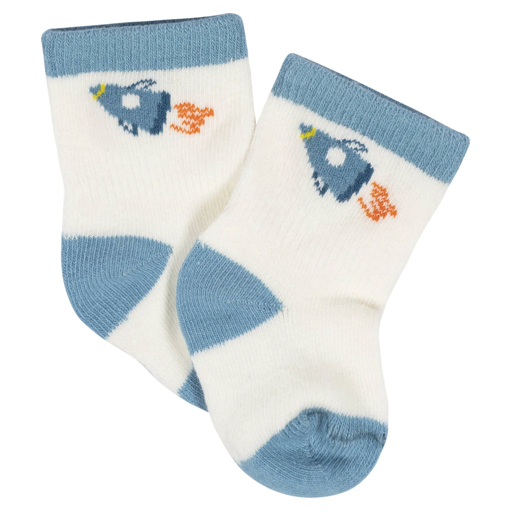 8-Pack Baby Boys Space Explorer Jersey Wiggle Proof Socks