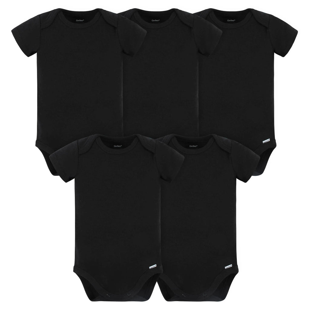 5-Pack Baby Black Premium Short Sleeve Onesies Bodysuits