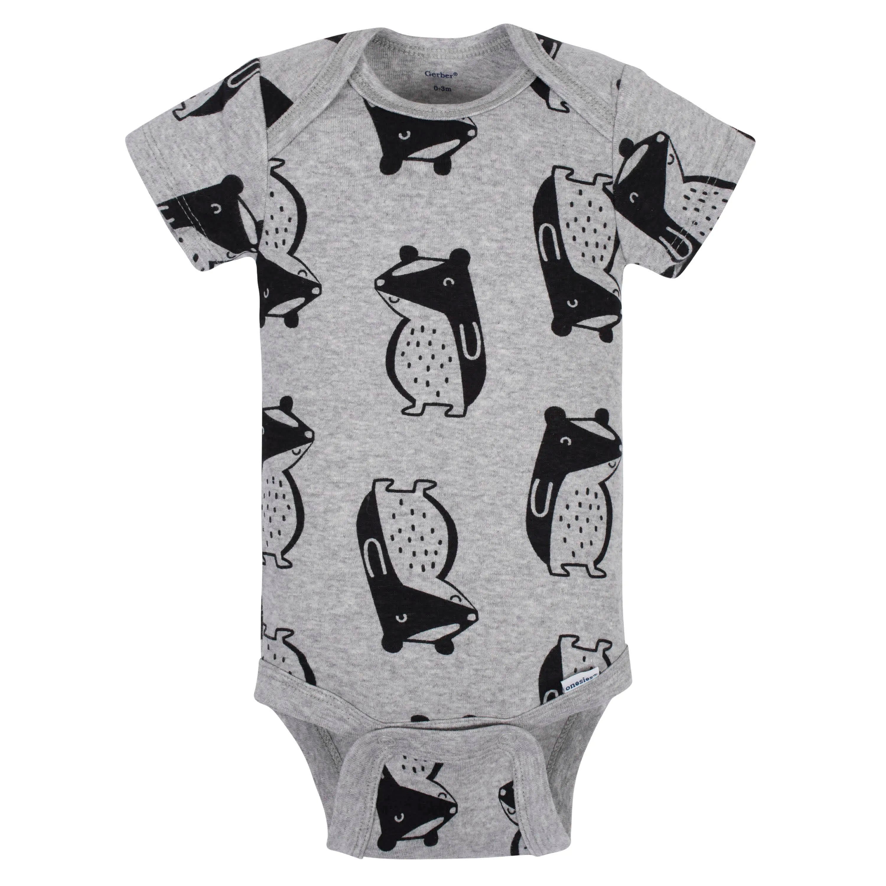5-Pack Baby Boys Comfy Stretch Badger Short Sleeve Onesies Bodysuits