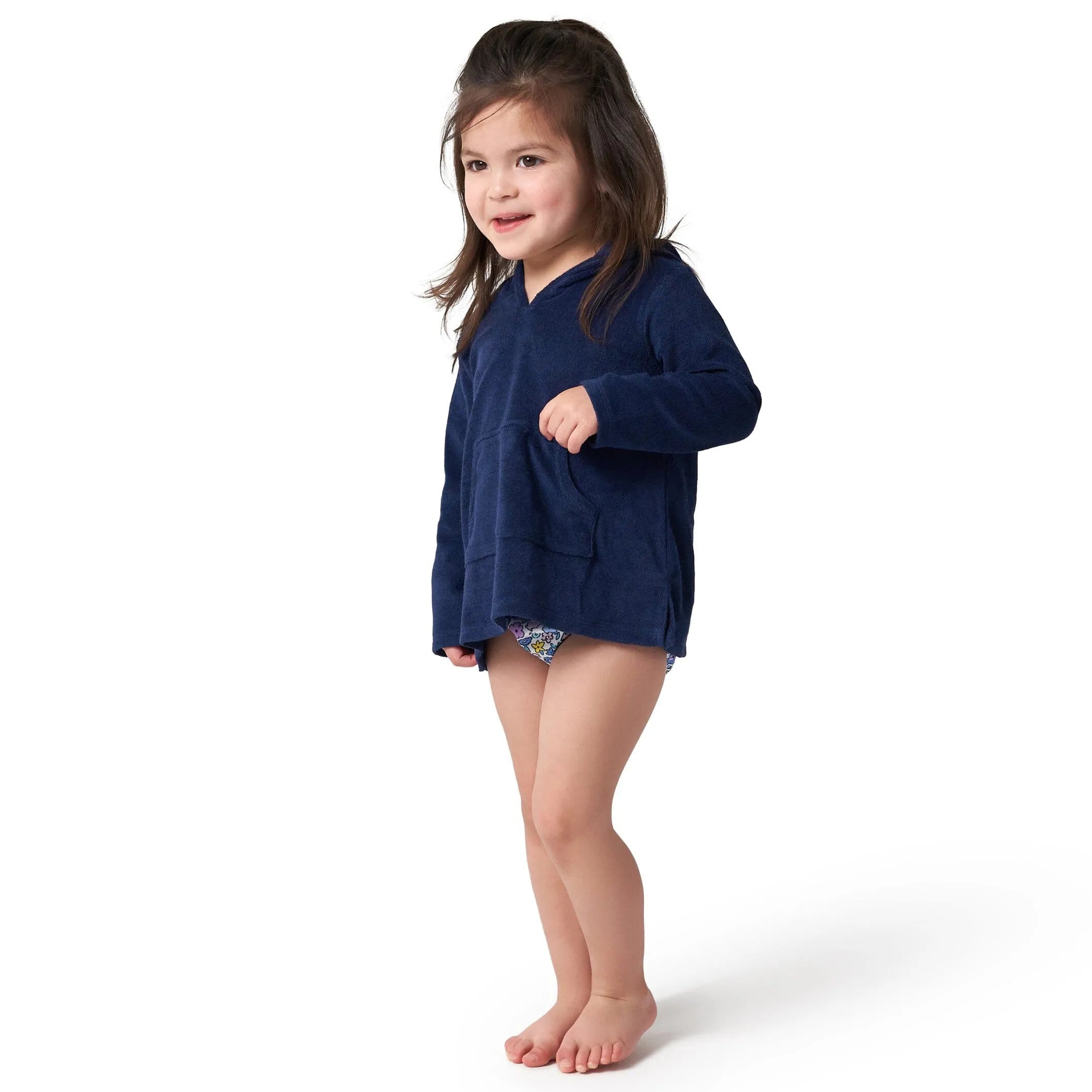 Baby & Toddler Girls Navy Hooded Kangaroo Pocket Terry Coverup