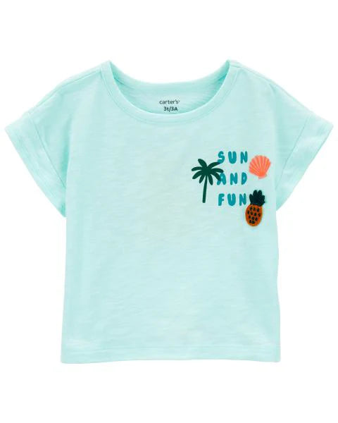Carter's Toddler Sun And Fun Tee with Tie-Dye Pull-On French Terry Shorts