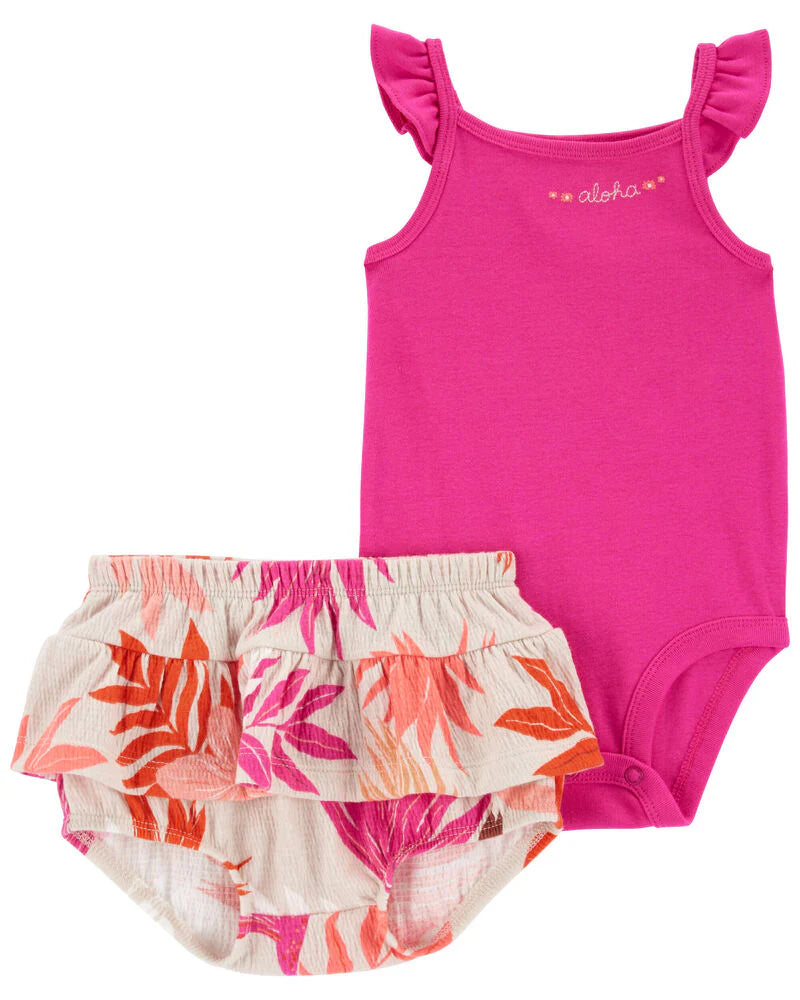 Carter's Baby 2-Piece Flutter Bodysuit & Tropical Diaper Cover Set