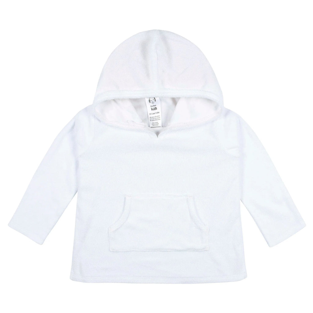 Baby & Toddler Girls White Hooded Kangaroo Pocket Terry Coverup
