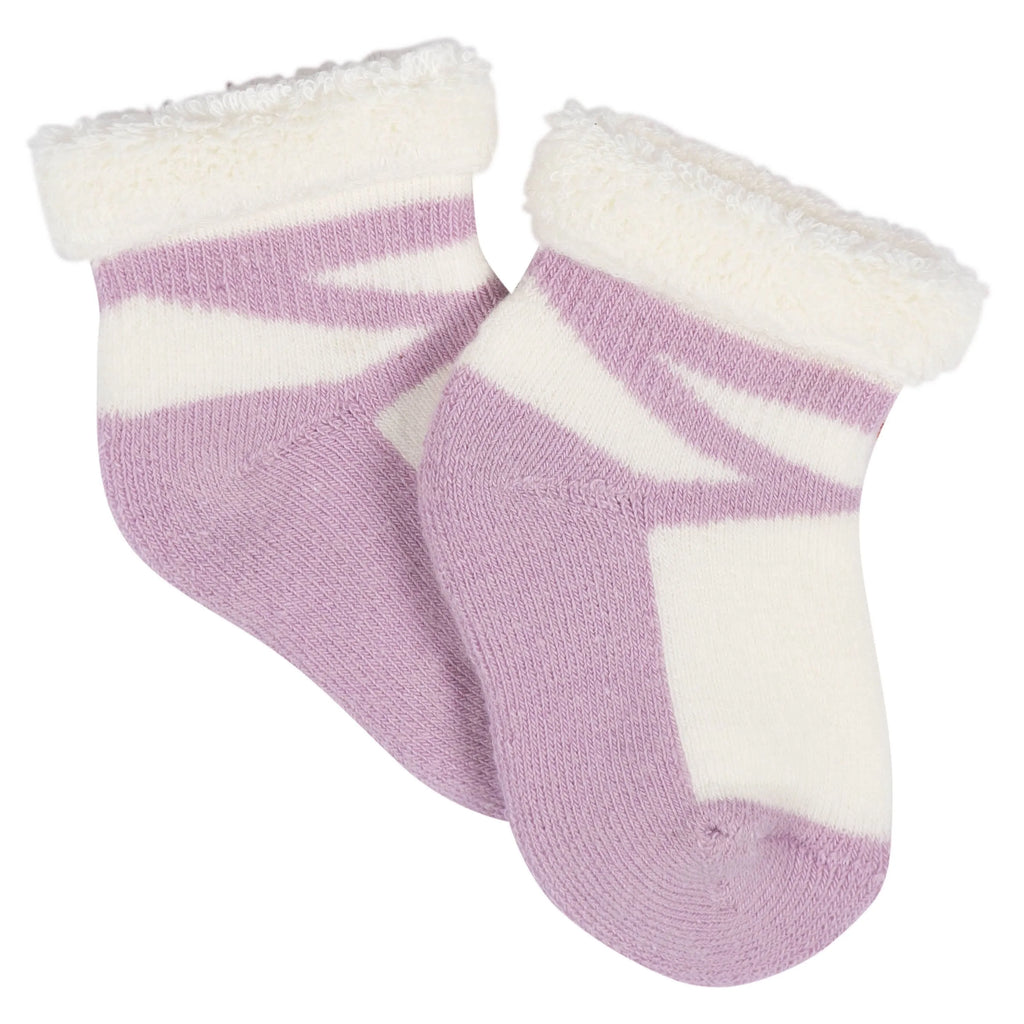 12-Pack Baby Girls Lavender Garden Terry Wiggle Proof Socks