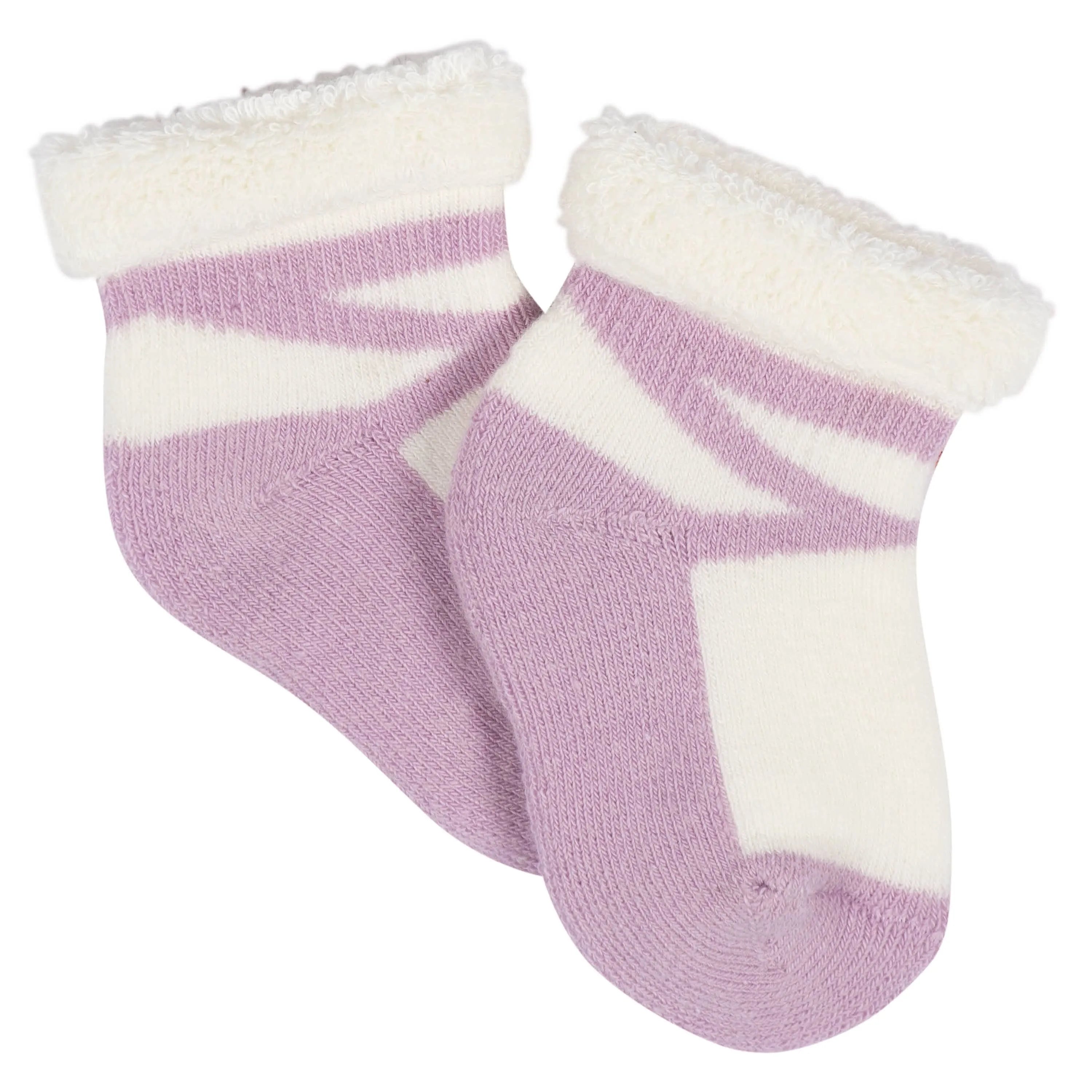 12-Pack Baby Girls Lavender Garden Terry Wiggle Proof Socks