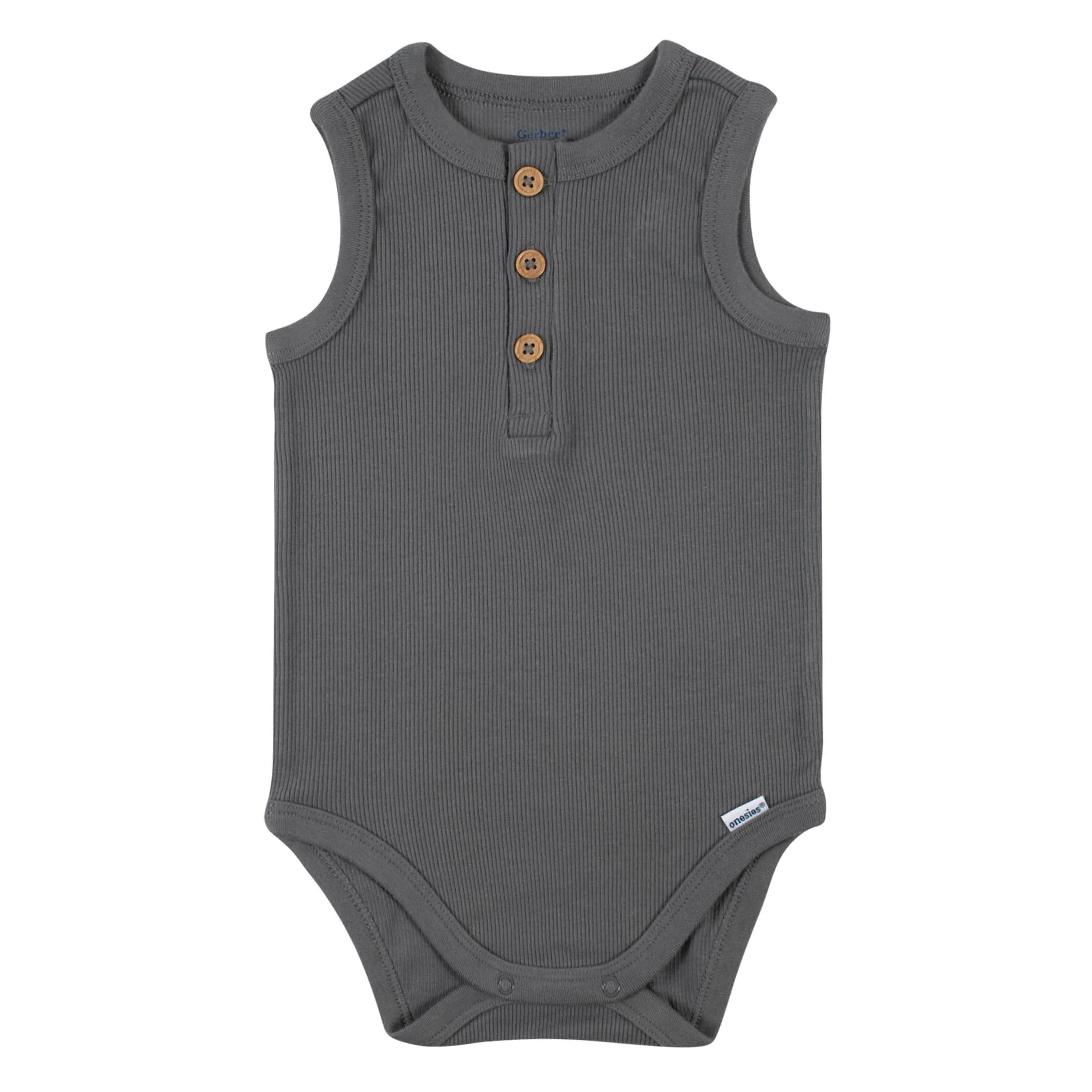 2-Pack Baby Boys Charcoal Oatmeal Sleeveless Onesies Bodysuits