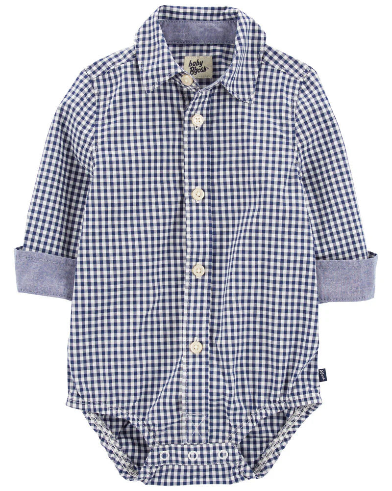 Oshkosh Gingham Print Button-Front Bodysuit
