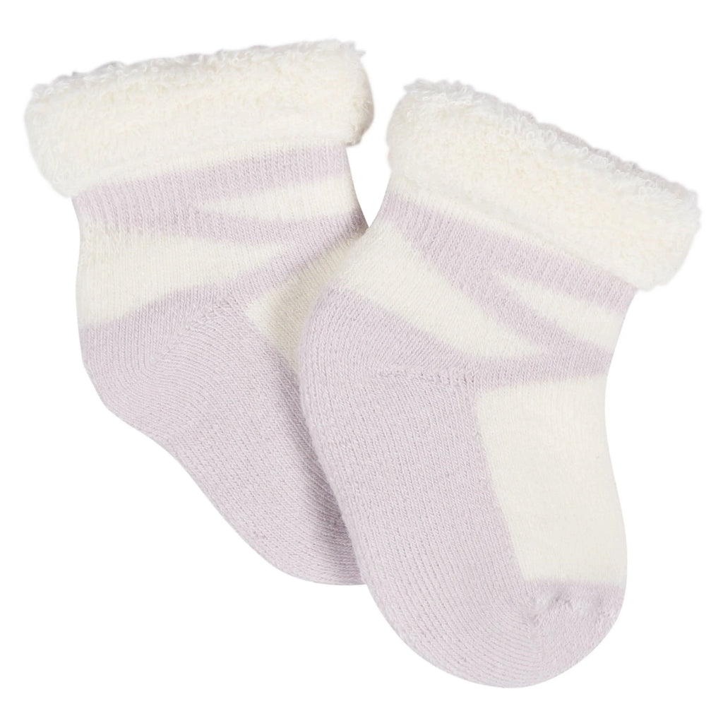 12-Pack Baby Girls Lavender Garden Terry Wiggle Proof Socks
