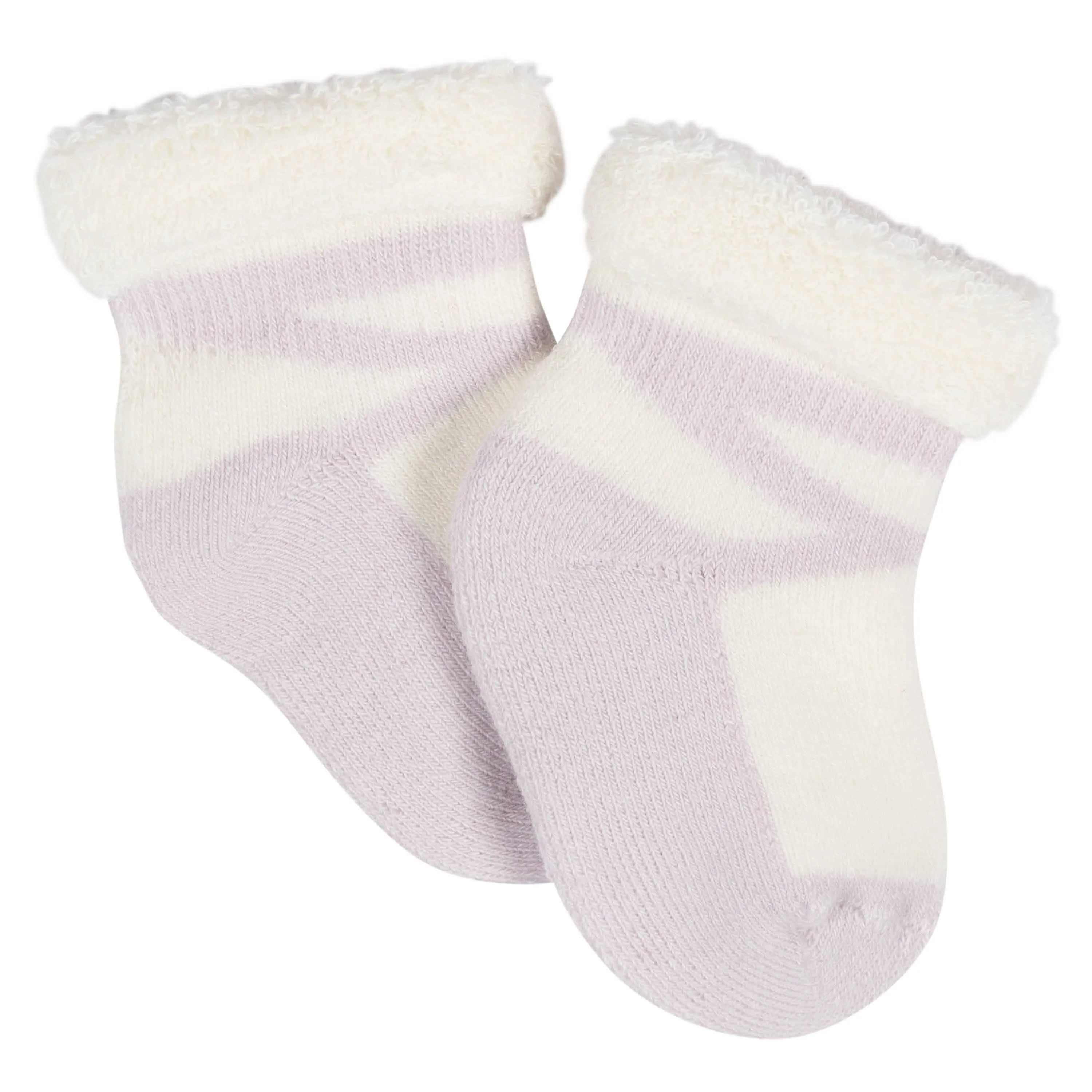 12-Pack Baby Girls Lavender Garden Terry Wiggle Proof Socks