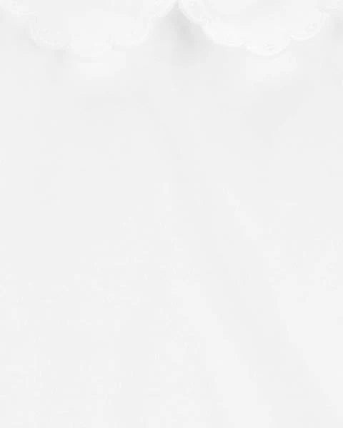 Oshkosh Denim Eyelet Jumper Dress with Scalloped Peter Pan Collar Jersey Tee