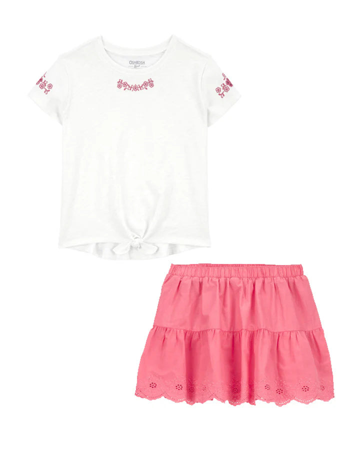 Oshkosh Tie-Front Jersey Tee with Eyelet Skirt