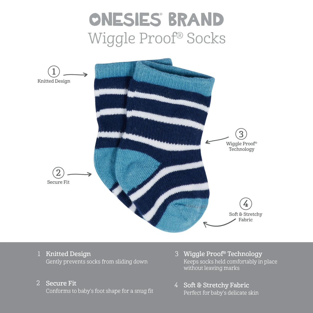 12-Pack Baby & Toddler Boys Construction Zone Jersey Crew Wiggle Proof Socks