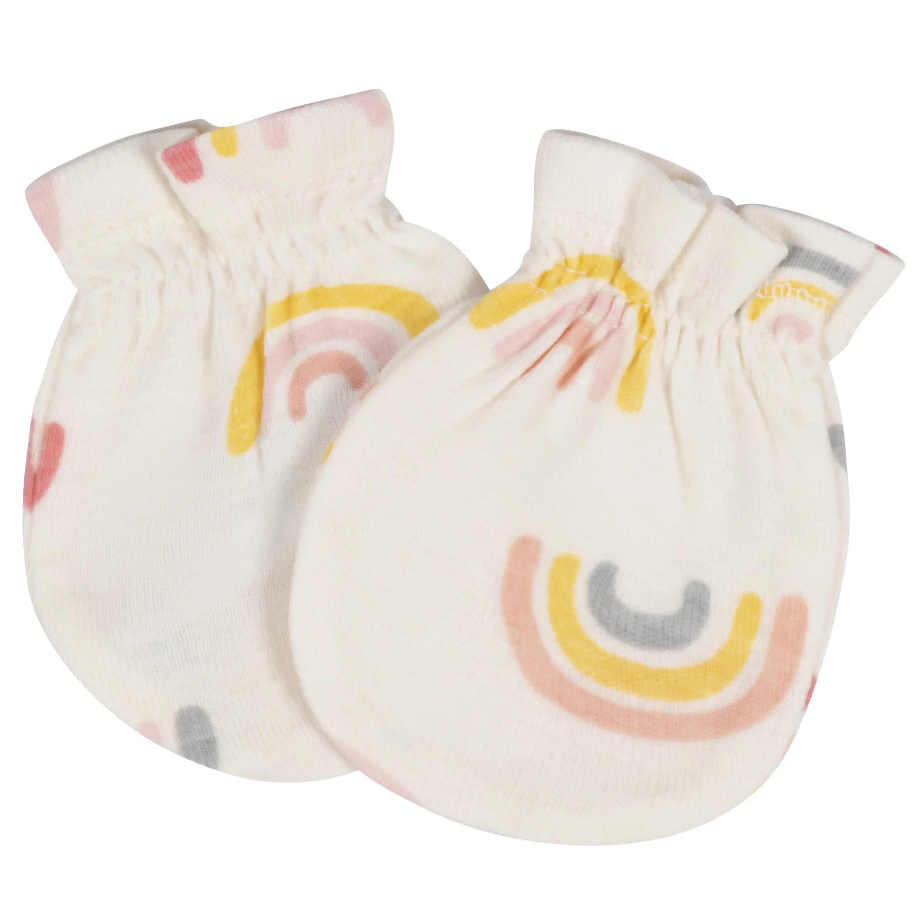 8-Piece Baby Girls Golden Floral No Scratch Mittens & Caps Set