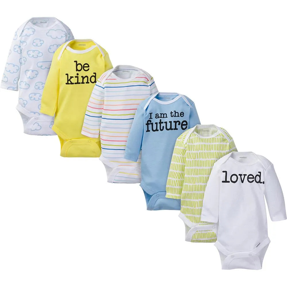 6-Pack Baby Neutral Long Sleeve Onesies Brand Bodysuits