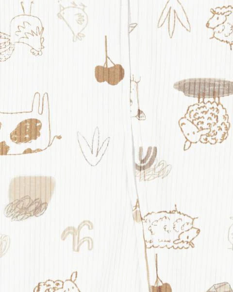 Carter's Baby Animals 2-Way Zip Cotton Blend Sleep & Play