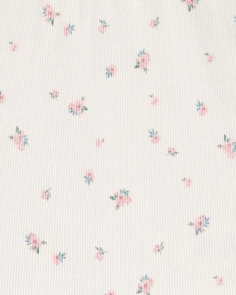 Oshkosh Floral Print Lettuce Hem Ribbed Top with Soft Cotton 42% LENZING™ ECOVERO™ Paperbag Cargo Pants