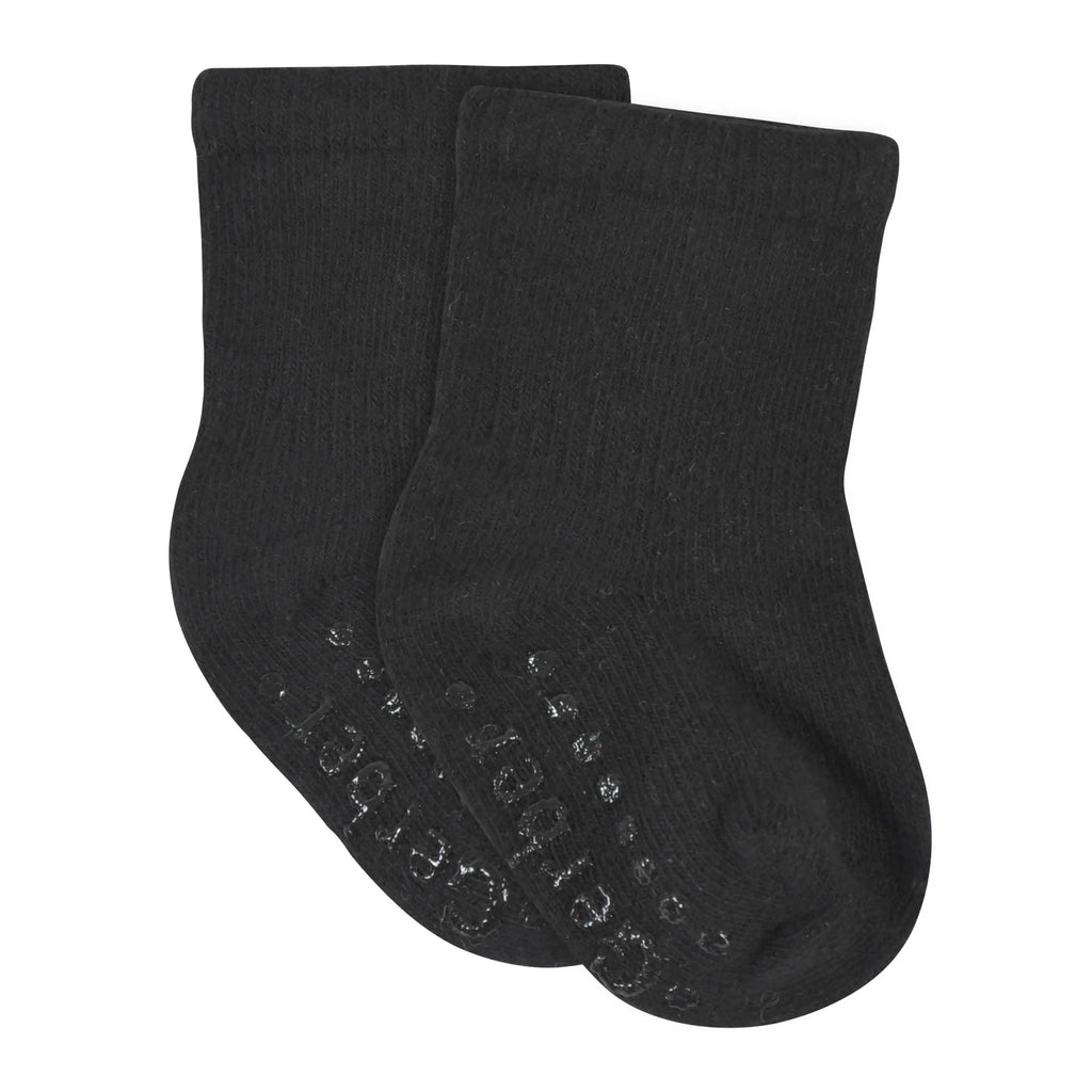 8-Pack Baby & Toddler Black Wiggle Proof Jersey Crew Socks