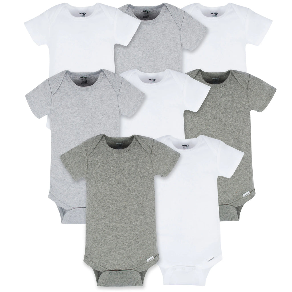8-Pack Baby Neutral Neutrals Short Sleeve Onesies Bodysuits