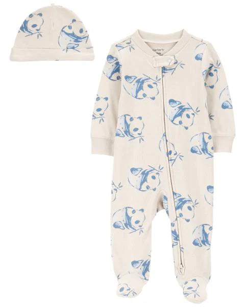 Carter's Panda 2-Piece Sleep & Play And Cap Set