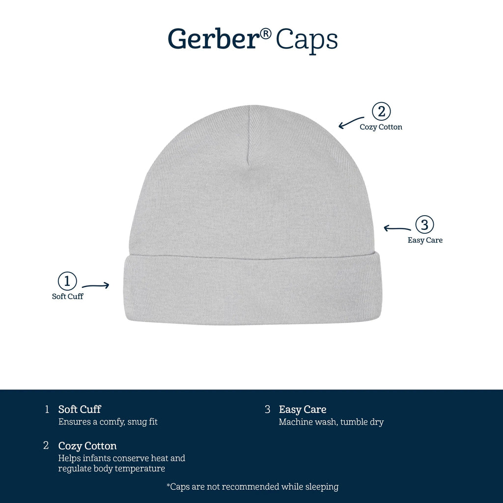 8-Piece Baby Girls Golden Floral No Scratch Mittens & Caps Set