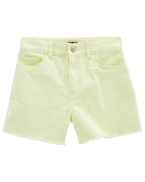 Oshkosh Kid Iconic High-Rise Midi Denim Short: Neon Twill Remix