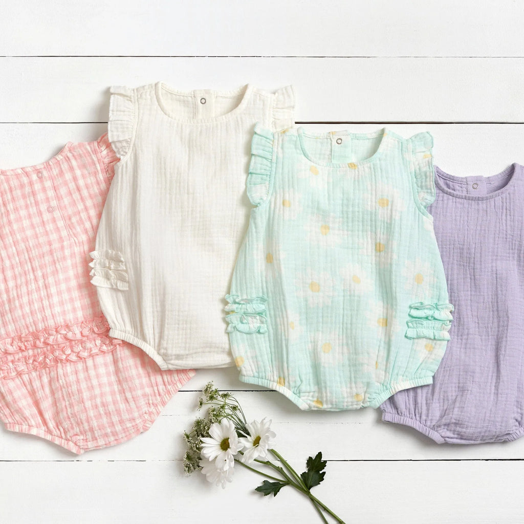 Baby Girls Ivory Gauze Sunsuit Romper